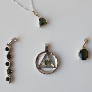 Polished and Faceted Moldavite Pendants