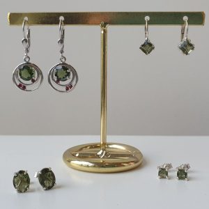 Polished and Faceted Moldavite Earrings