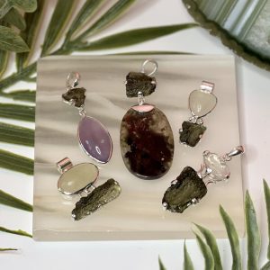 Natural Moldavite with Crystals - Combination Pendants
